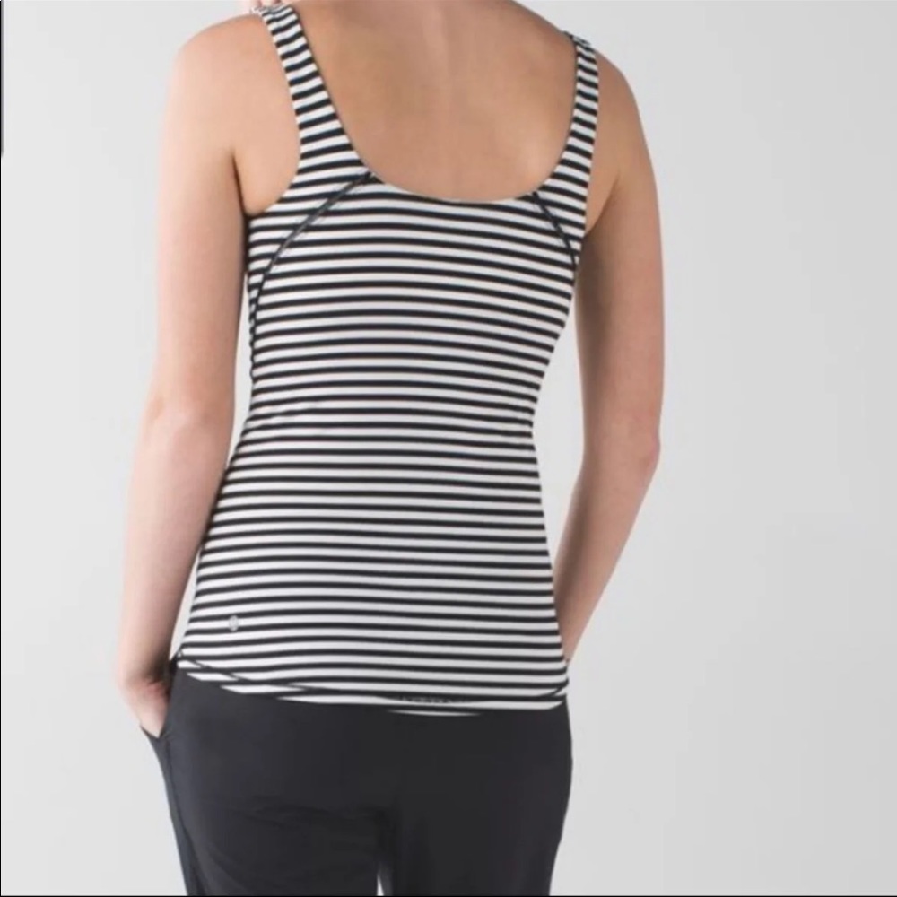 πSALEπ Lululemon Black/White Striped Amala Tank - Picture 2 of 15